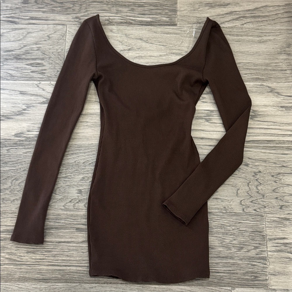 Fashion Nova Chocolate Ribbed Dress